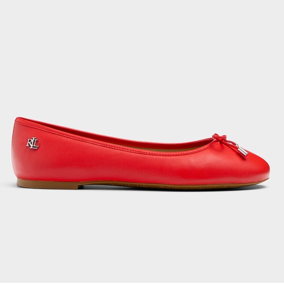 Lauren Ralph Lauren Jayna red real leather ballet flats NWT - Picture 2 of 10